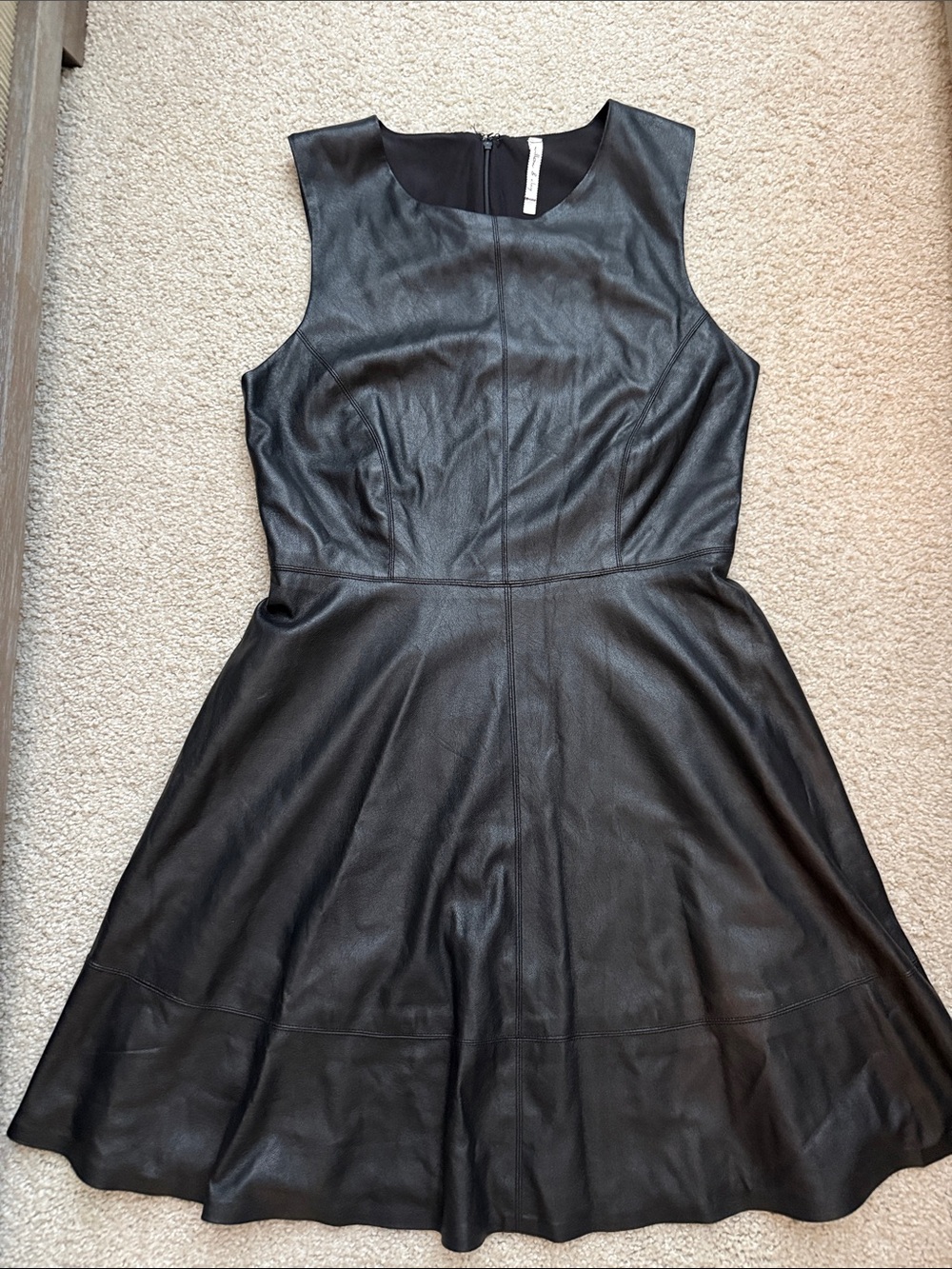 Willow & Clay Black Faux Leather Fit-and-Flare Dress